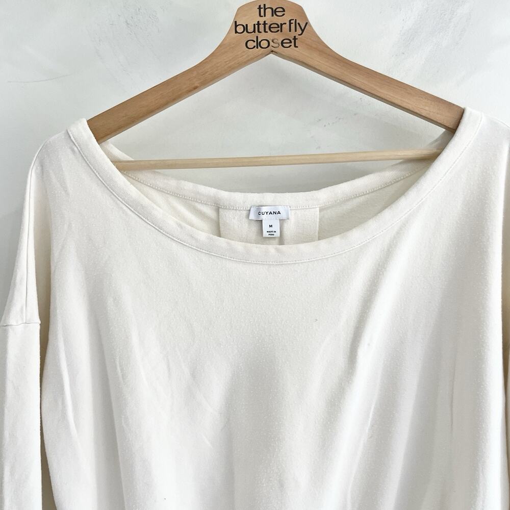 Cuyana White Scoop Neck Baggy Long Sleeve Shirt Sz M 11-5286 6 - Picture 2 of 5